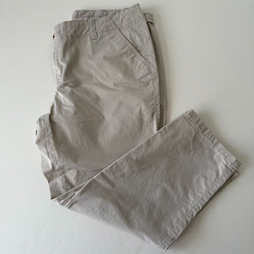 Crown & Ivy Womens Beige Chino Pants Size 14 Casual Stretch Cotton Blend